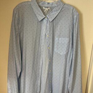 Old Navy Light Blue and Navy colored Stars Button Down Blouse, Size XL